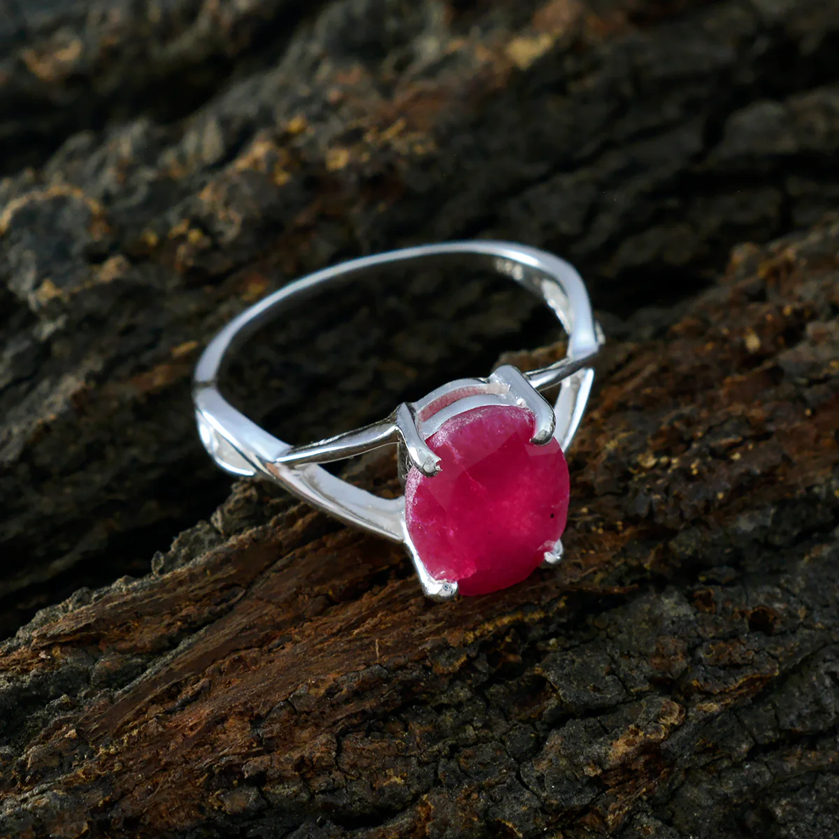 Indian Ruby Solitaire Korean 925 Silver Red Gemstones Dainty Contemporary Ring Jewellery - Image 4
