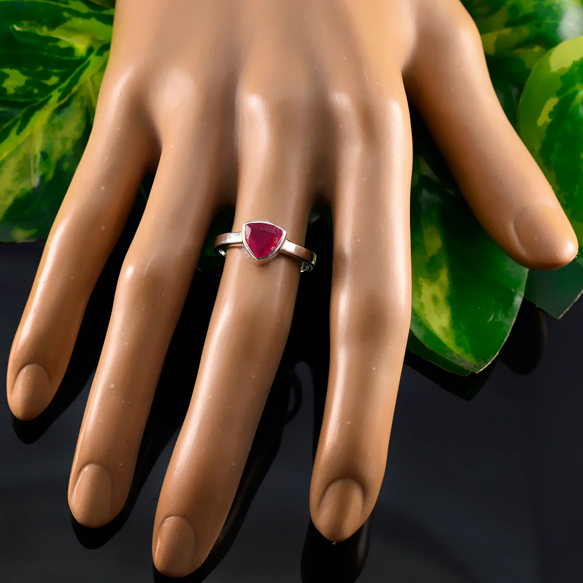 Indian Ruby Solitaire Mexican Silver Red Gemstones Dainty Artisan Ring Jewelry - Image 5