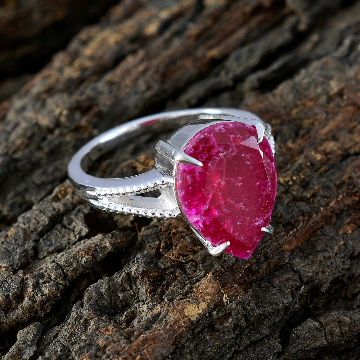 Indian Ruby Solitaire Moroccan Silver Red Gems Eye-catching Luxurious Ring Jewelry - Image 3