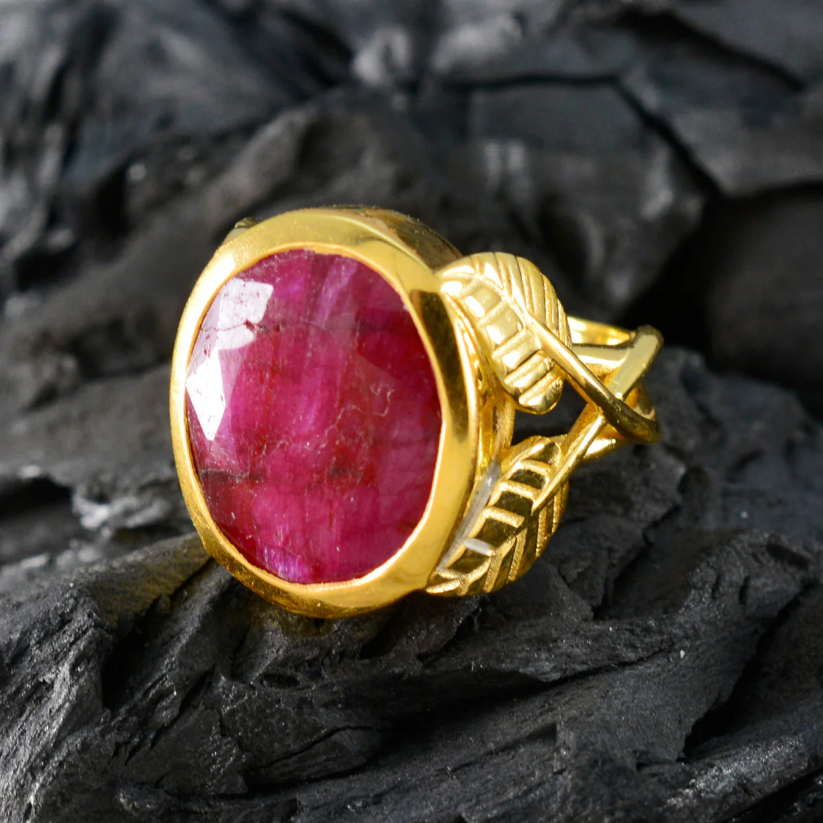 Indian Ruby Solitaire Spanish 925 Silver Red Gemstone Statement Signet Ring Jewelry - Image 3