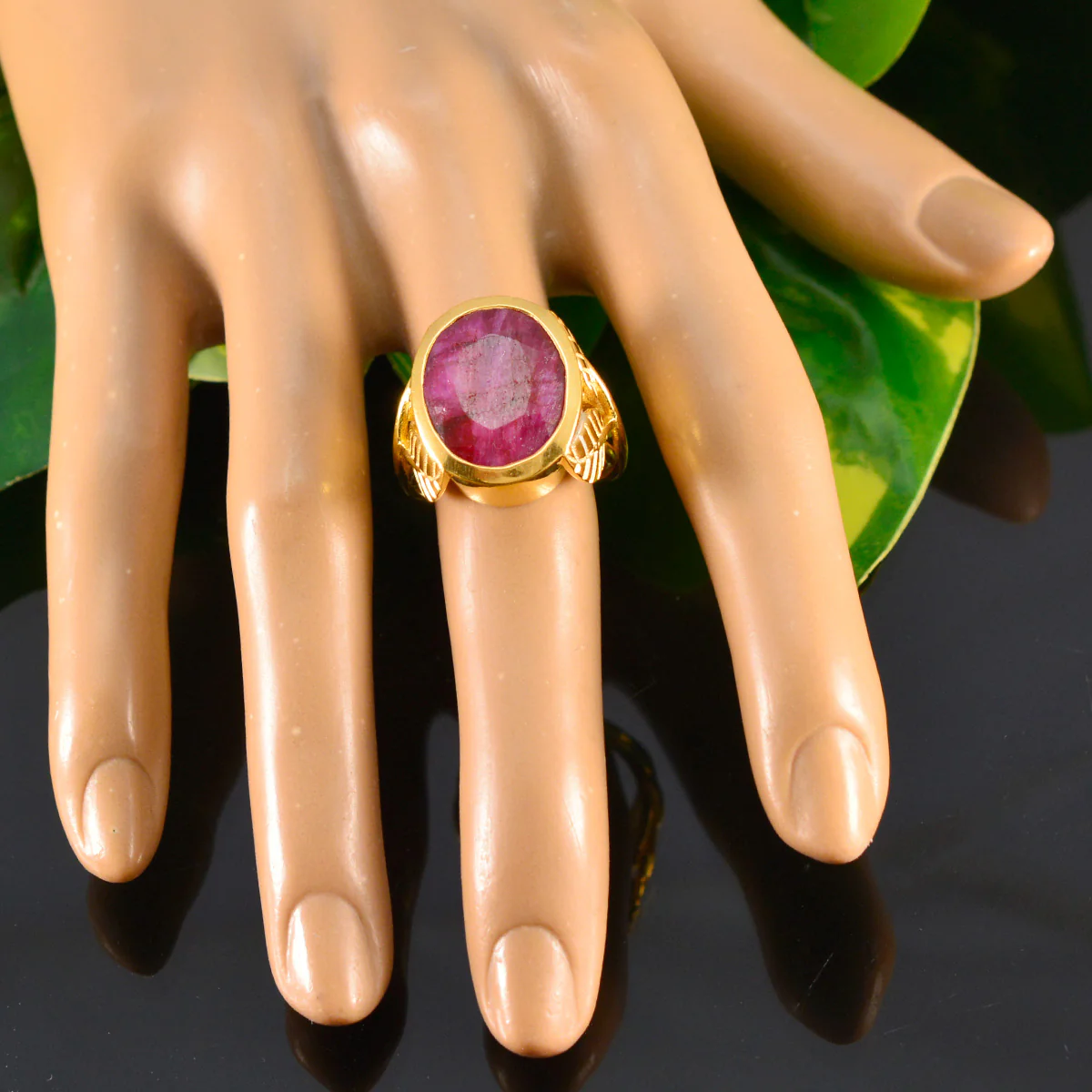 Indian Ruby Solitaire Spanish 925 Silver Red Gemstone Statement Signet Ring Jewelry - Image 4