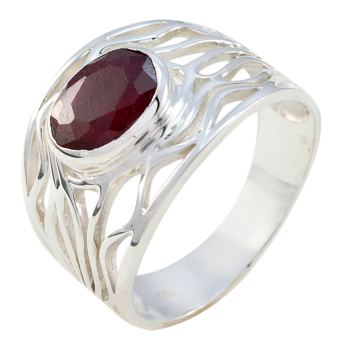 Indian Ruby Solitaire Spanish 925 Sterling Silver Red Gemstones Minimal Rope-Wire Ring Jewelry - Image 2