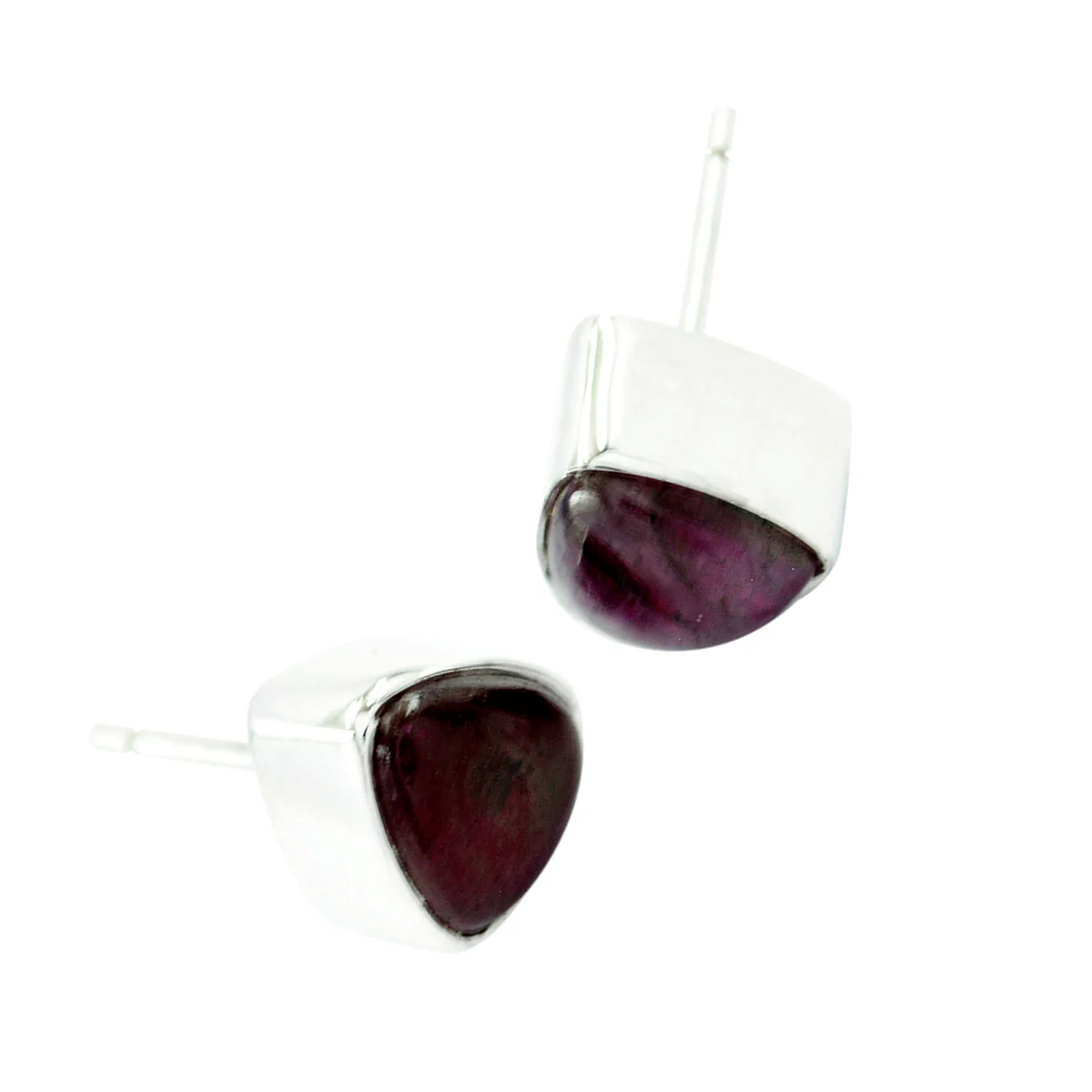 Indian Ruby Spanish Hanna Solitaire Stud Red Sterling Silver Earring - Image 3