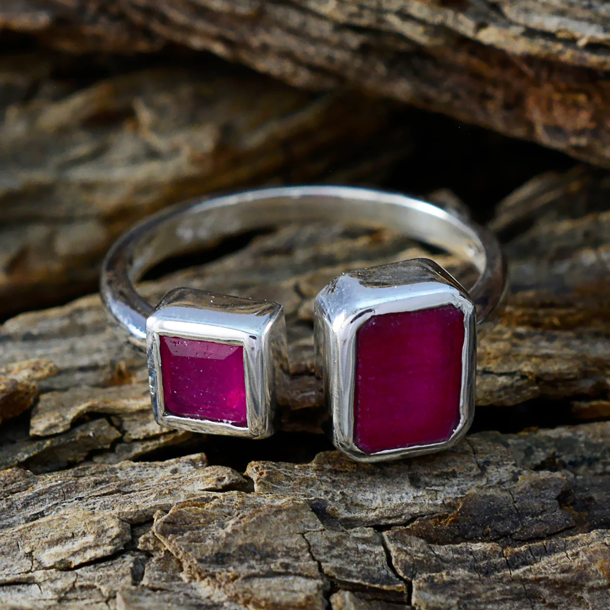 Indian Ruby Toi et Moi African 925 Sterling Silver Red Gemstone Featherlight Modern Ring Jewellery - Image 3