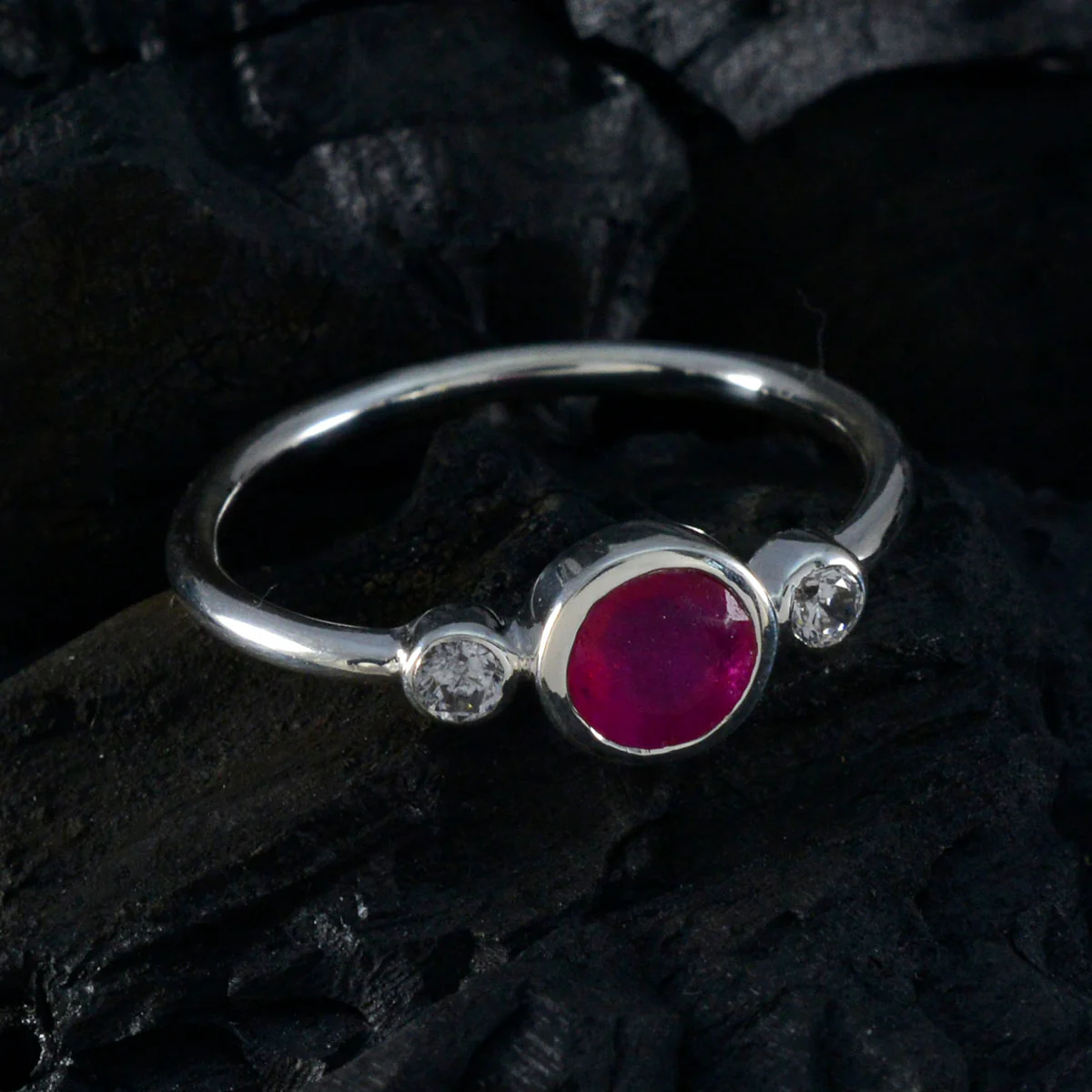 Indian Ruby Trilogy Turkish 925 Sterling Silver Red Gemstones Elegant  Trendy Ring Jewelry - Image 4