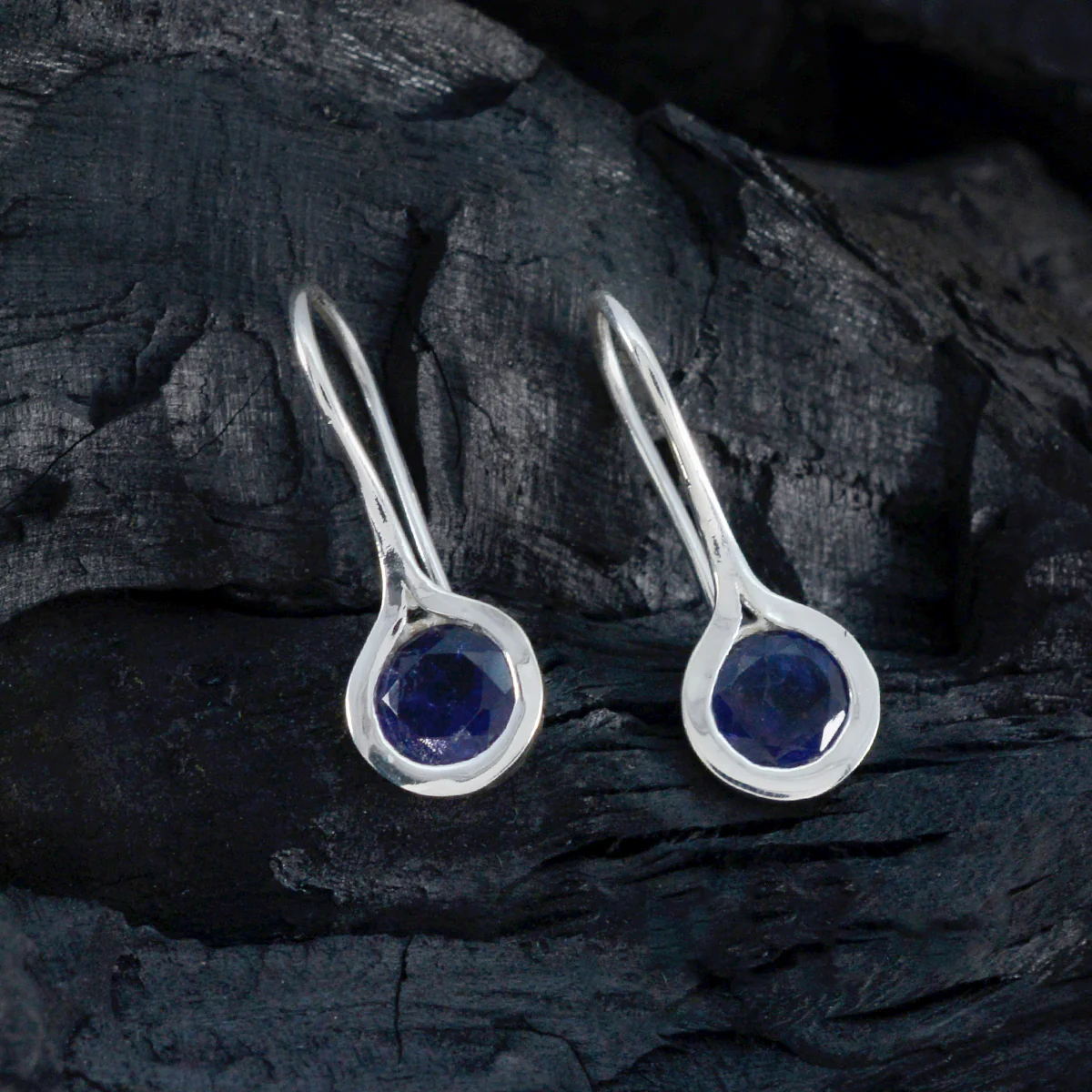 Iolite American Isabel Solitaire Dangle Blue Sterling Silver Earring - Image 2