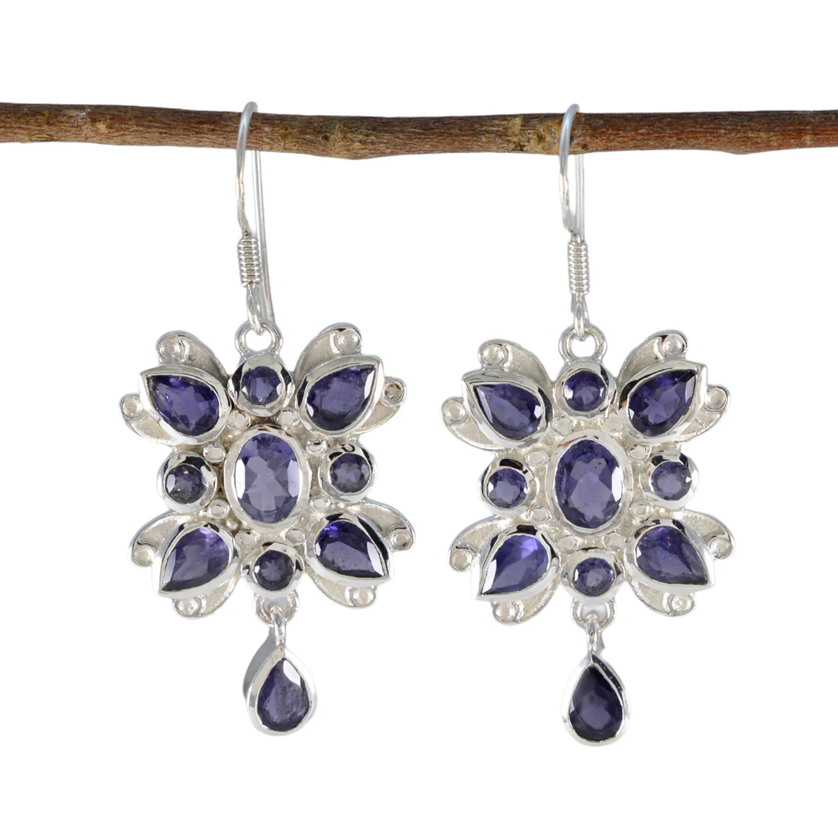 Iolite American Micaela multiple Dangle Blue Silver Earring