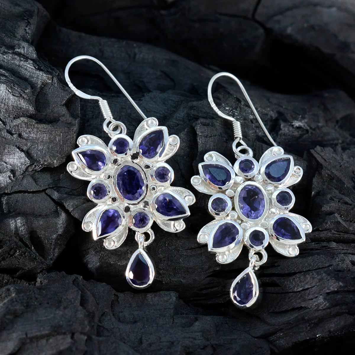 Iolite American Micaela multiple Dangle Blue Silver Earring - Image 3