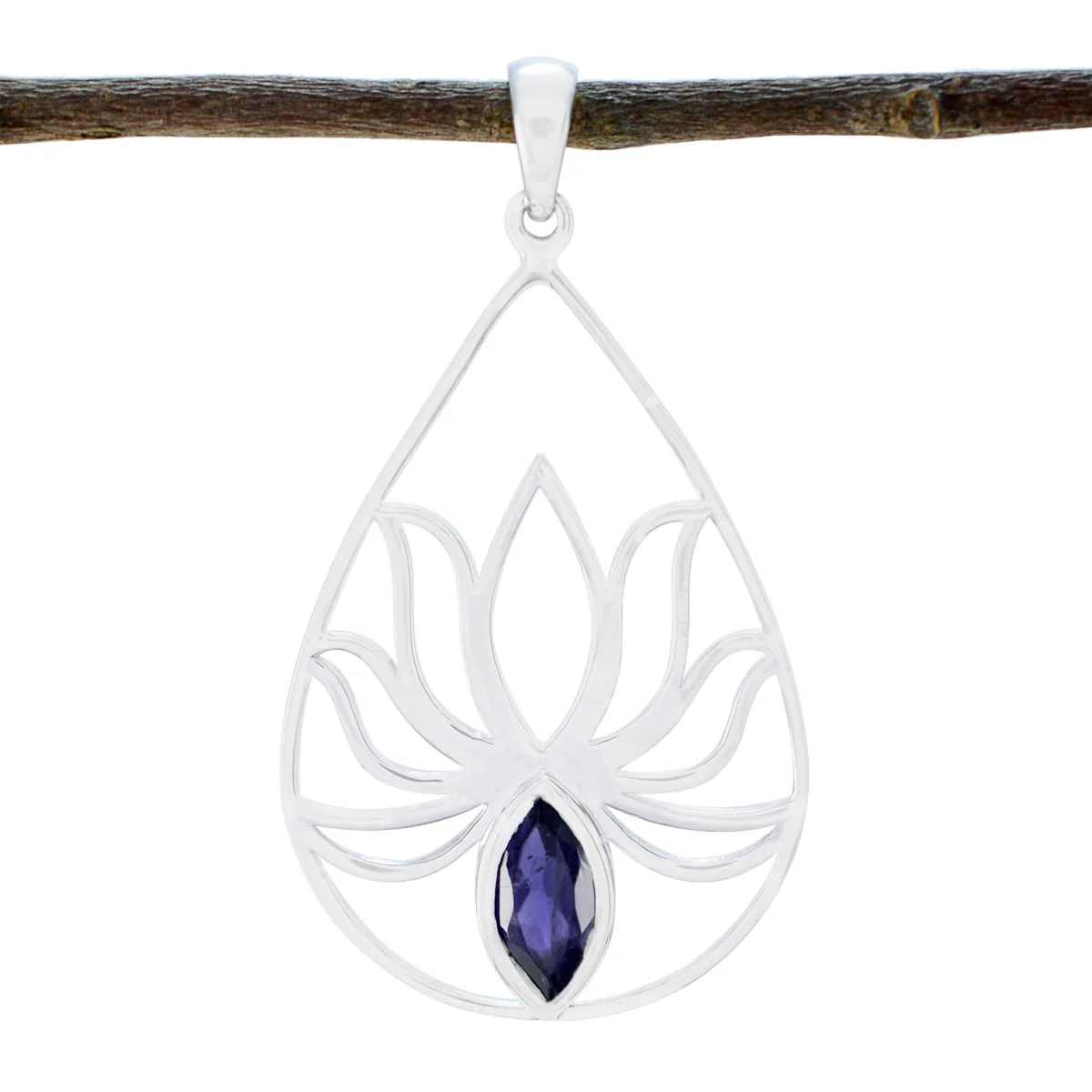 Iolite Dainty Italian Silver Solitaire Eva Rope-Wire Blue Pendant Jewelry - Image 2
