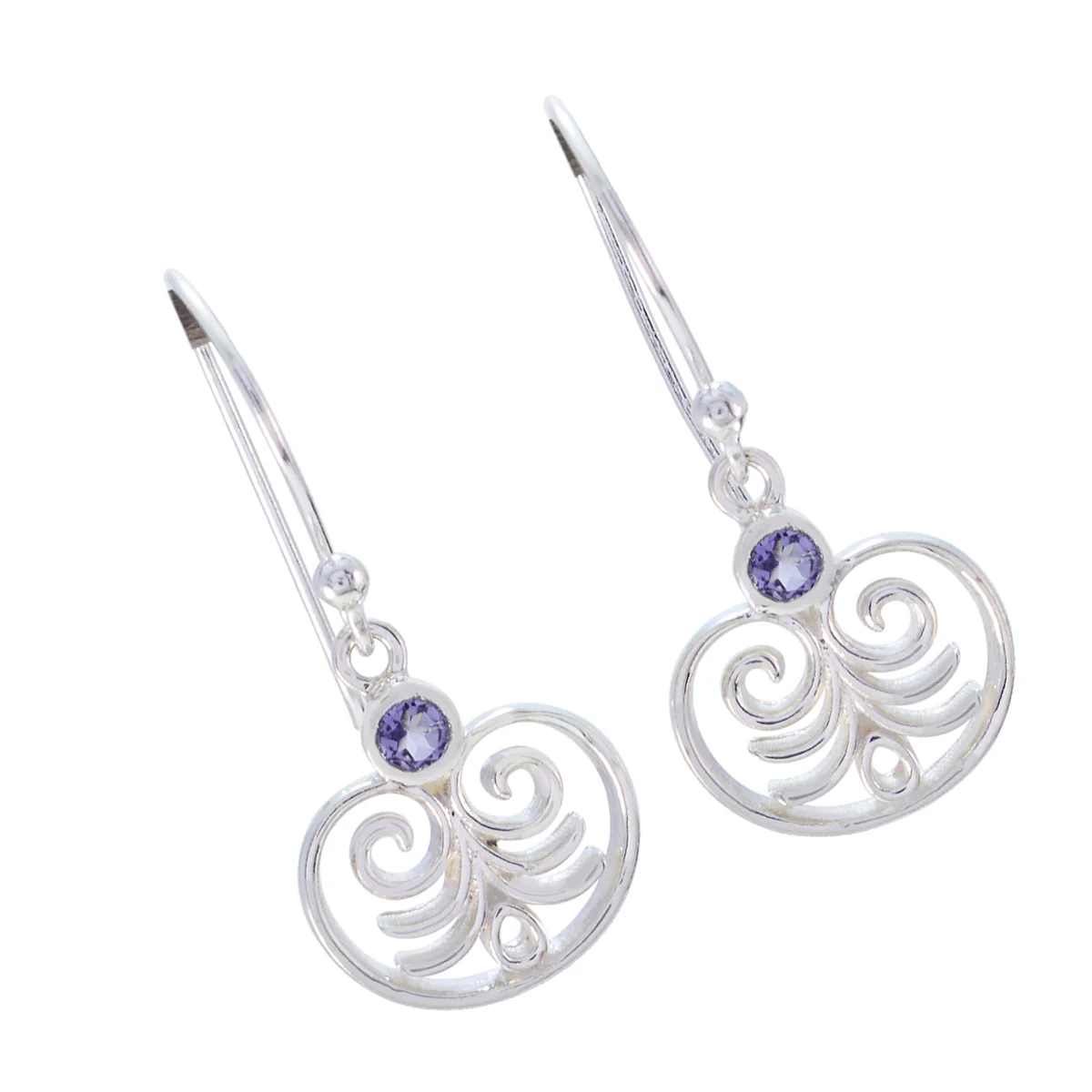 Iolite Egyptian Autumn Solitaire Dangle Blue 92.5 Silver Earring - Image 3