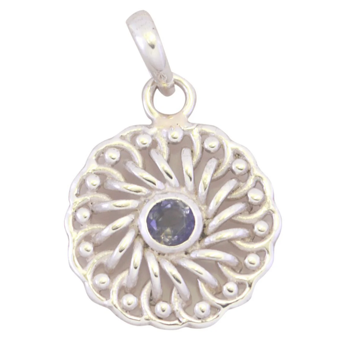 Iolite Featherlight Spanish 92.5 Silver Solitaire Hanna Victorian Blue Pendant Jewellery - Image 2