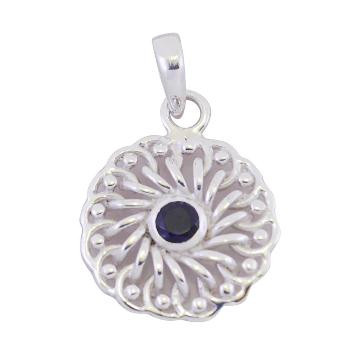 Iolite Featherlight Spanish 92.5 Silver Solitaire Hanna Victorian Blue Pendant Jewellery - Image 3