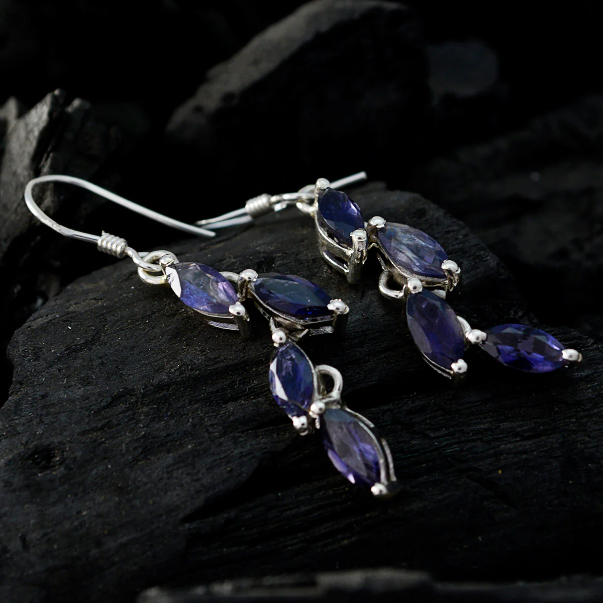 Iolite German Anna multiple Dangle Blue 925 Sterling Silver Earring - Image 3