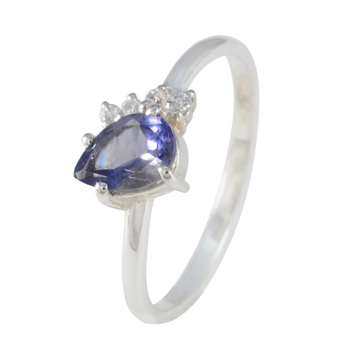 Iolite Halo Japanese 92.5 Silver Blue Gemstone Elegant Abstract Ring Jewelry - Image 2