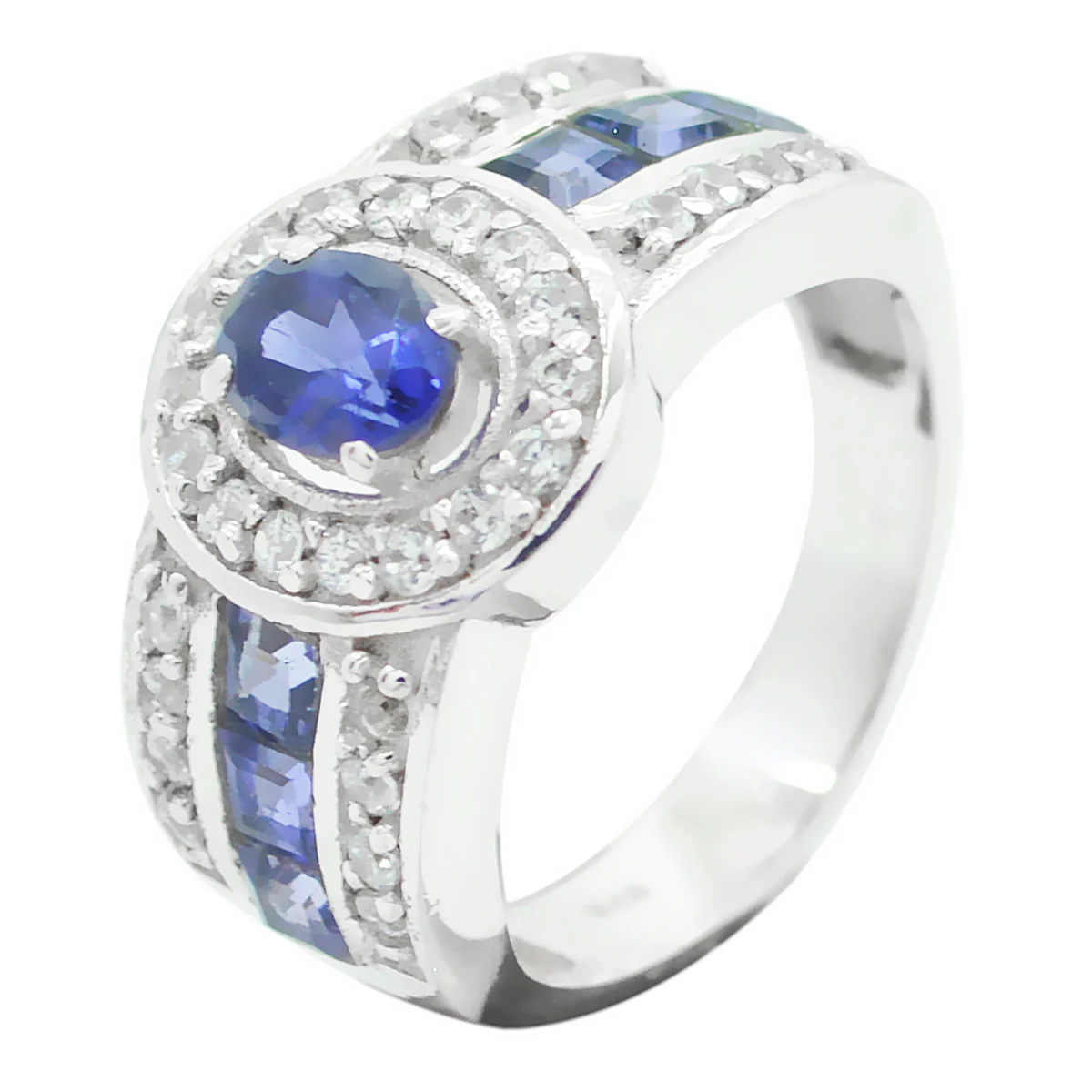 Iolite Halo Moroccan 92.5 Silver Blue Gemstones Eye-catching Modern Ring Jewelry - Image 2