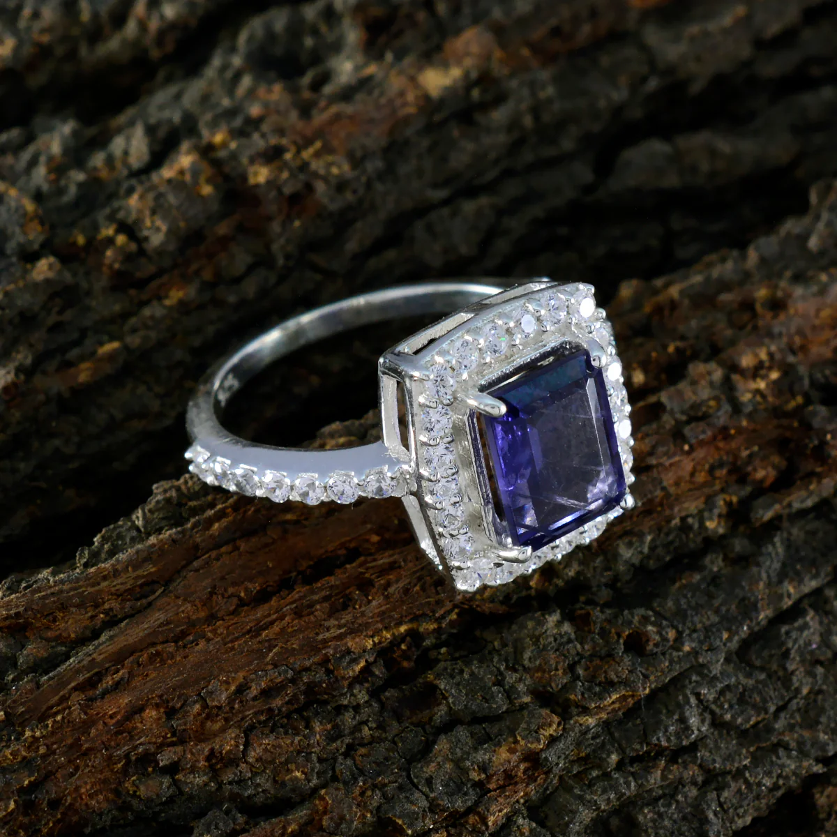 Iolite Halo Moroccan 925 Sterling Silver Blue Gemstones Minimal Trendy Ring Jewelry - Image 3