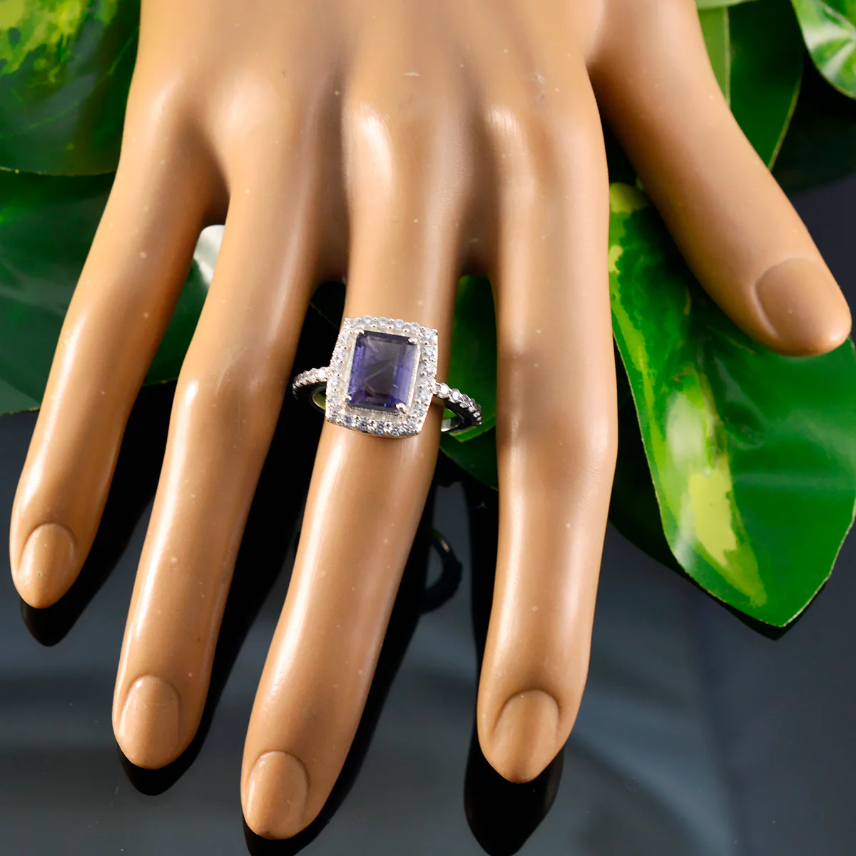 Iolite Halo Moroccan 925 Sterling Silver Blue Gemstones Minimal Trendy Ring Jewelry - Image 5