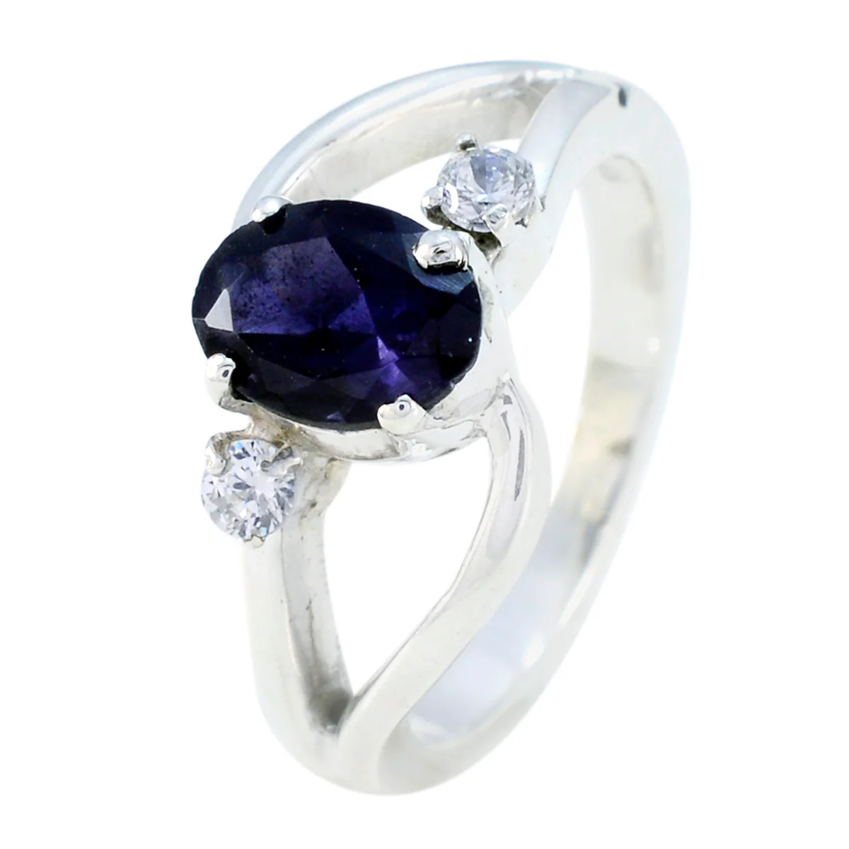 Iolite Halo Turkish 925 Silver Blue Gems Whisper-thin Modern Ring Jewelry - Image 2