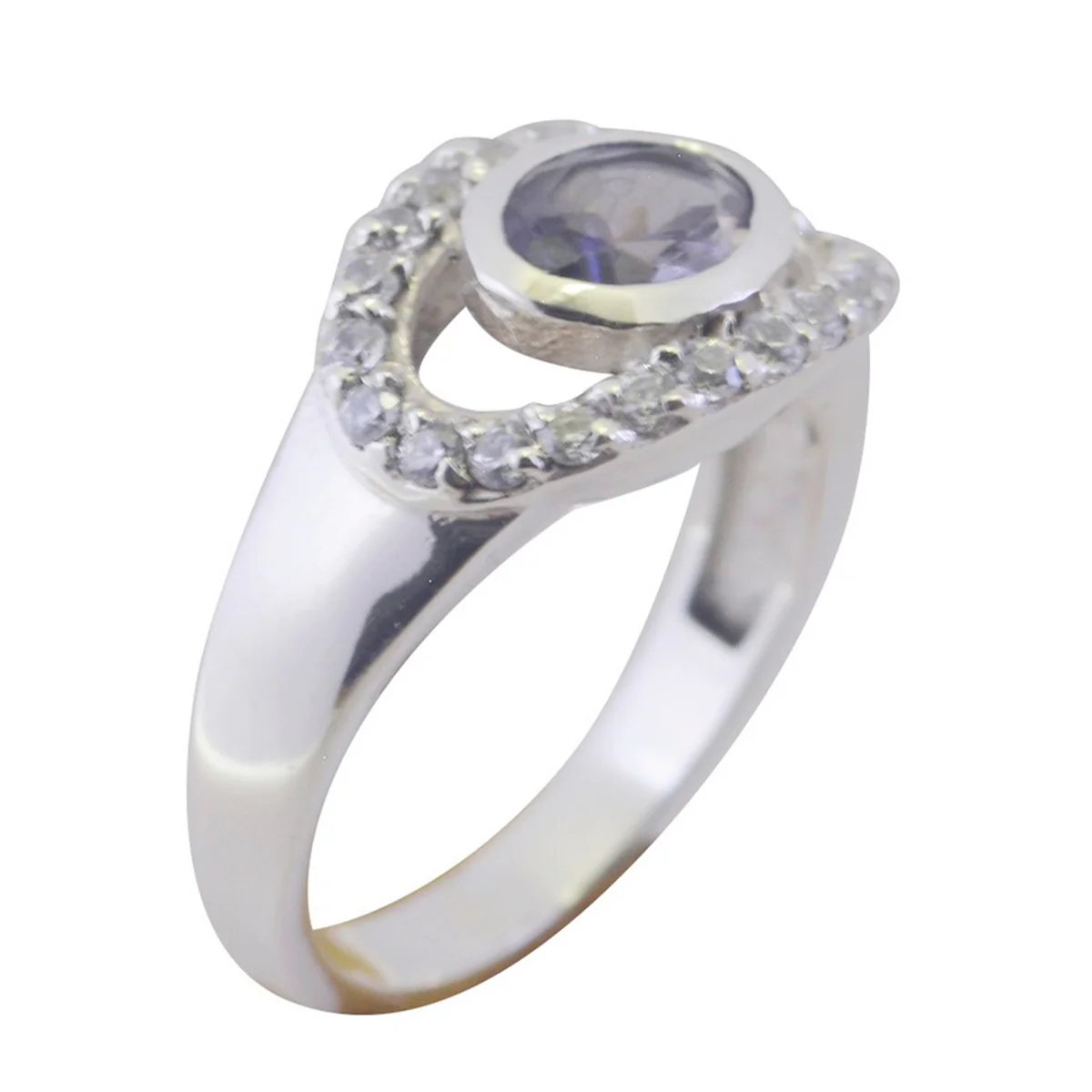 Iolite Halo Turkish 925 Silver Blue Gemstones Whisper-thin Boho Ring Jewellery - Image 2