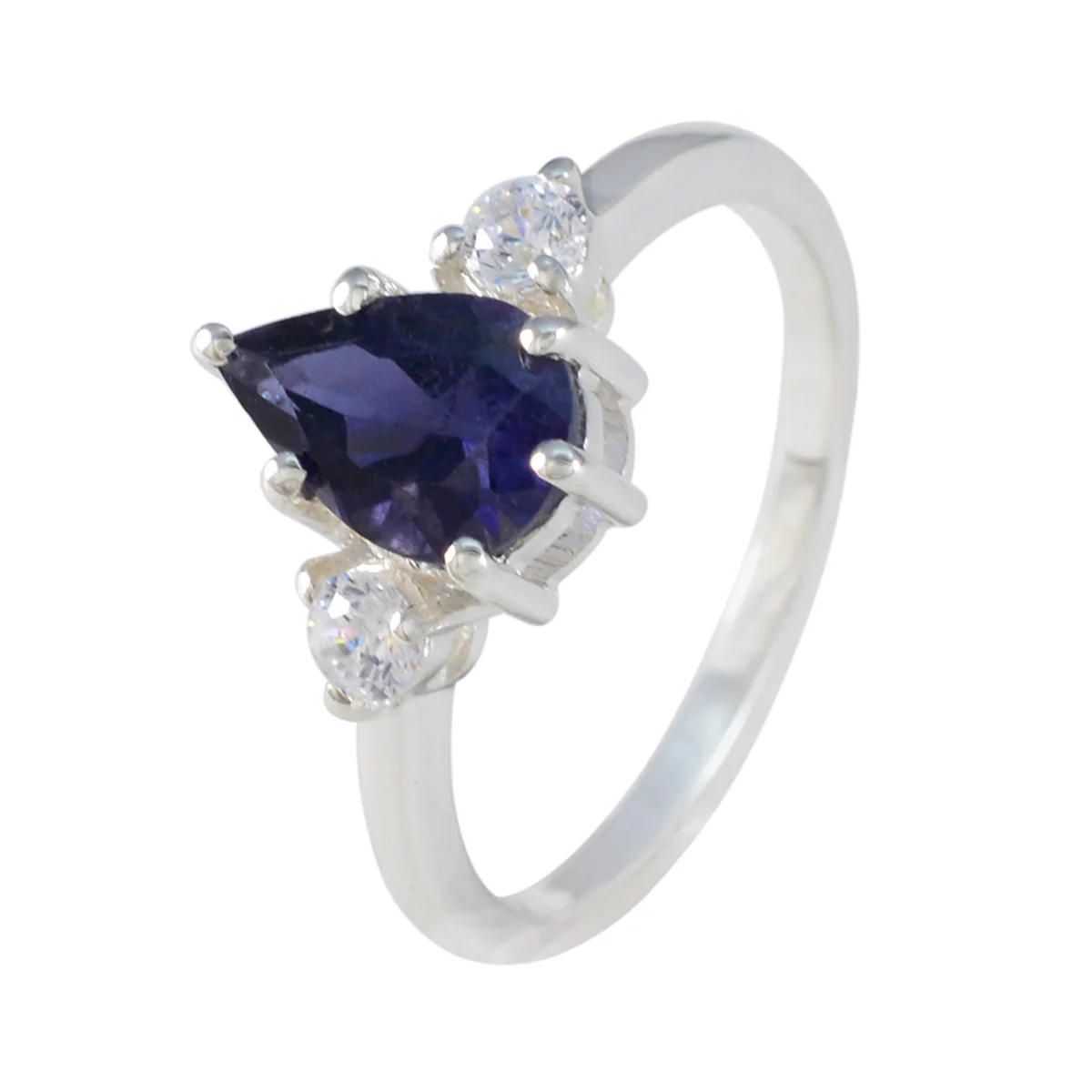 Iolite Halo Turkish 925 Sterling Silver Blue Gemstones Delicate Trendy Ring Jewellery - Image 2