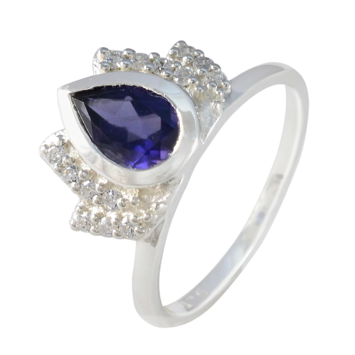 Iolite Halo Turkish Silver Blue Gemstone Whisper-thin Romantic Ring Jewelry - Image 3