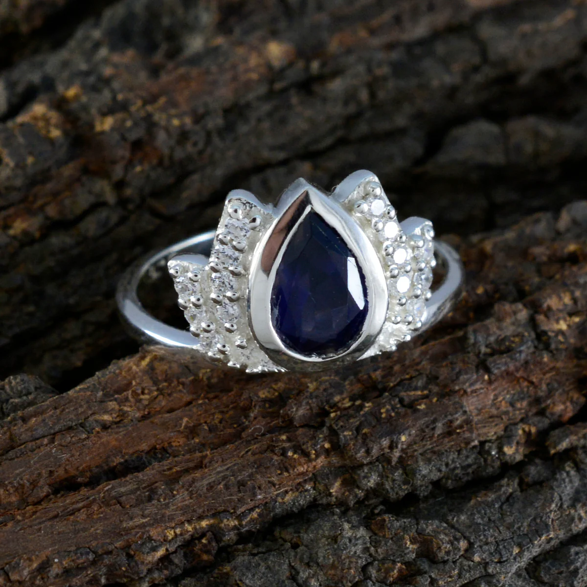 Iolite Halo Turkish Silver Blue Gemstone Whisper-thin Romantic Ring Jewelry - Image 4