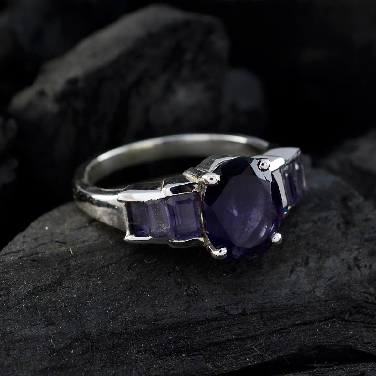 Iolite Hepta Russian 925 Silver Blue Gems Mid-weight Boho Ring Jewellery - Image 4