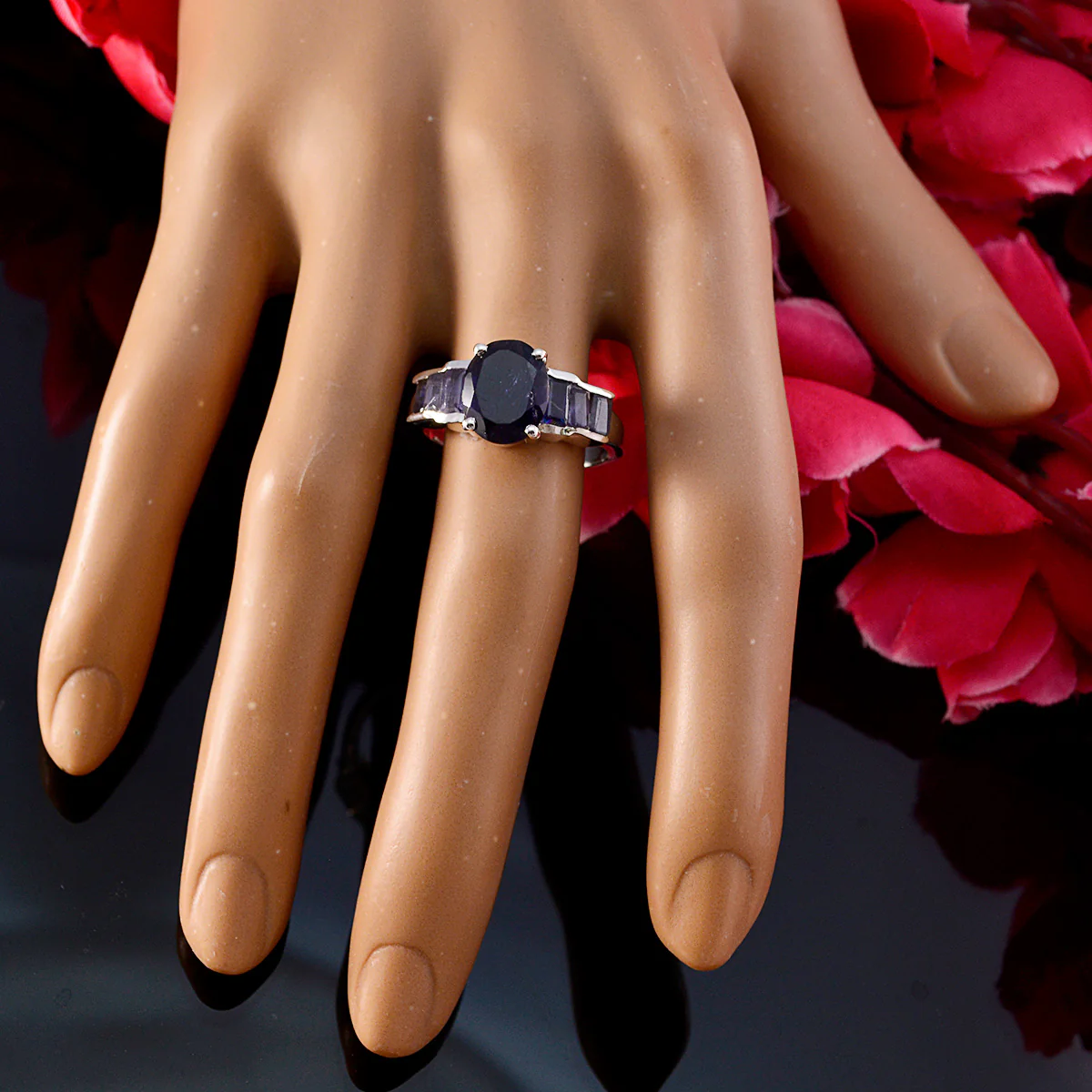 Iolite Hepta Russian 925 Silver Blue Gems Mid-weight Boho Ring Jewellery - Image 5
