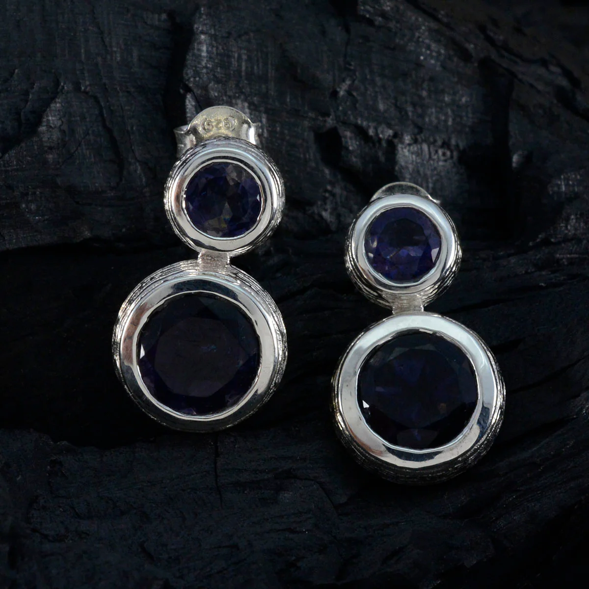 Iolite Japanese Eliza Toi et Moi Stud Blue 925 Sterling Silver Earring - Image 2