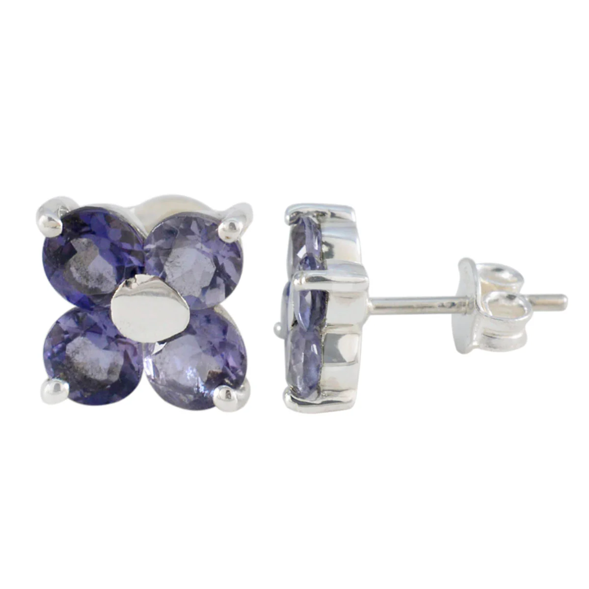 Iolite Korean Joaquina multiple Stud Blue Sterling Silver Earring - Image 3