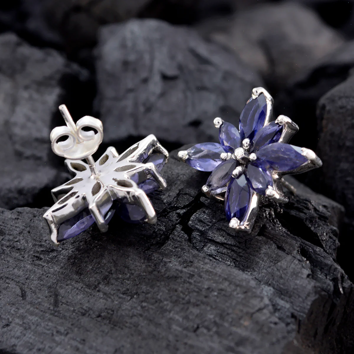 Iolite Korean Micaela multiple Stud Blue 92.5 Silver Earring - Image 2