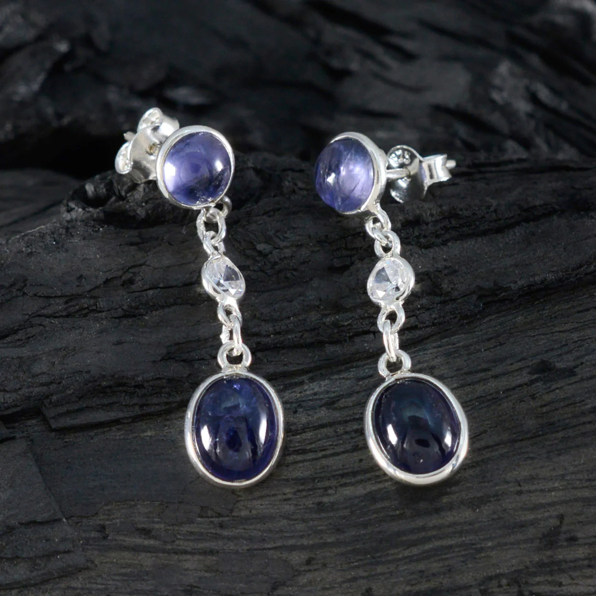 Iolite Mexican Agnes multiple Stud Blue 92.5 Silver Earring - Image 2