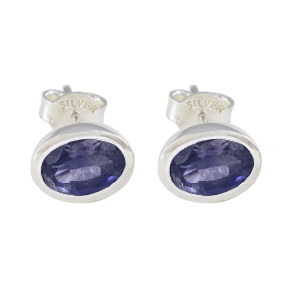 Iolite Mexican Ji-eun Solitaire Stud Blue 925 Sterling Silver Earring