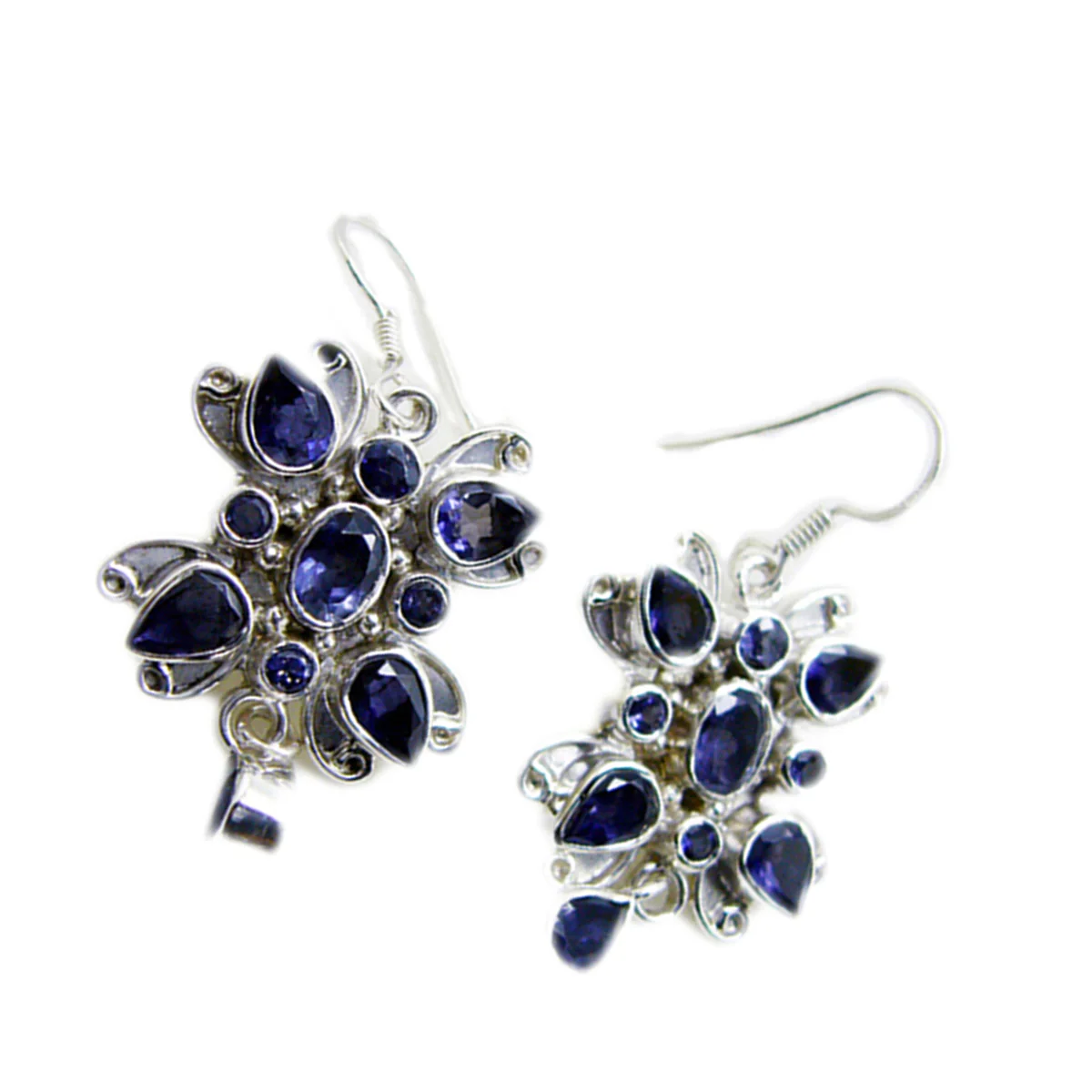 Iolite Middle Eastern Zoey multiple Dangle Blue 925 Sterling Silver Earring - Image 2