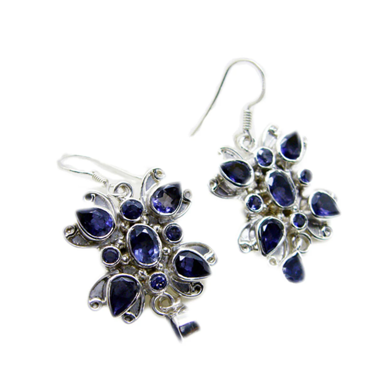 Iolite Middle Eastern Zoey multiple Dangle Blue 925 Sterling Silver Earring - Image 3
