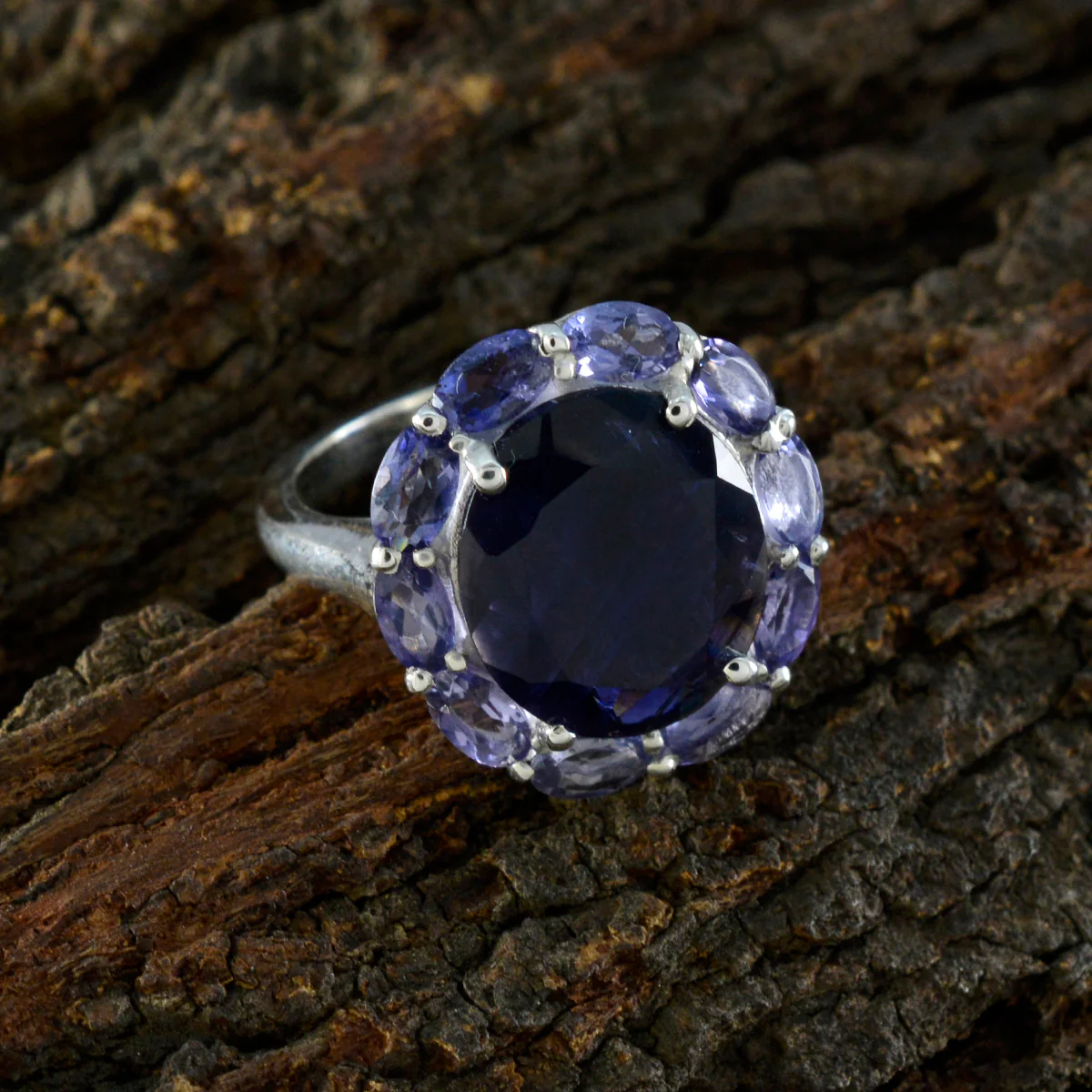 Iolite multiple Egyptian Silver Blue Gems Eye-catching Contemporary Ring Jewelry - Image 3