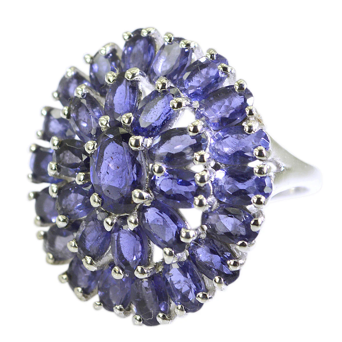 Iolite multiple Indian 925 Sterling Silver Blue Gems Eye-catching Contemporary Ring Jewellery - Image 2