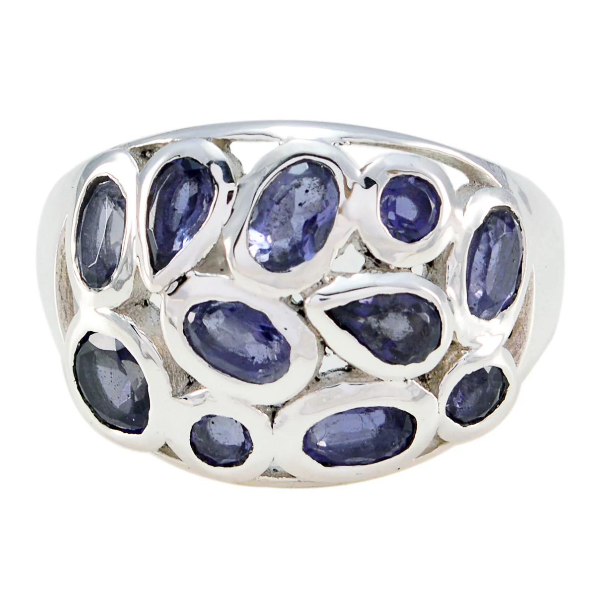 Iolite multiple Russian 92.5 Silver Blue Gems Eye-catching Abstract Ring Jewellery - Image 2