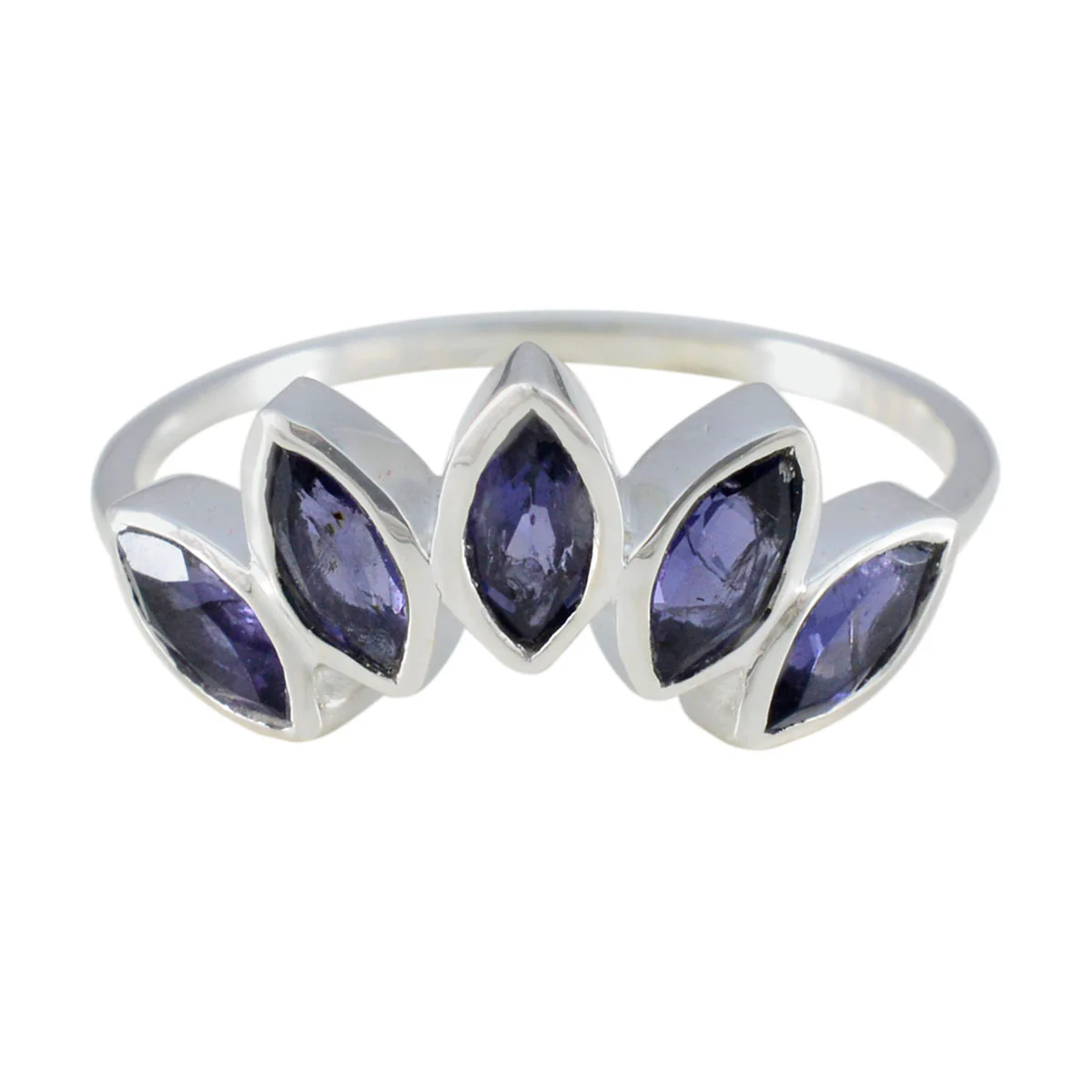 Iolite Penta American 92.5 Silver Blue Gemstones Delicate crown Ring Jewelry - Image 2