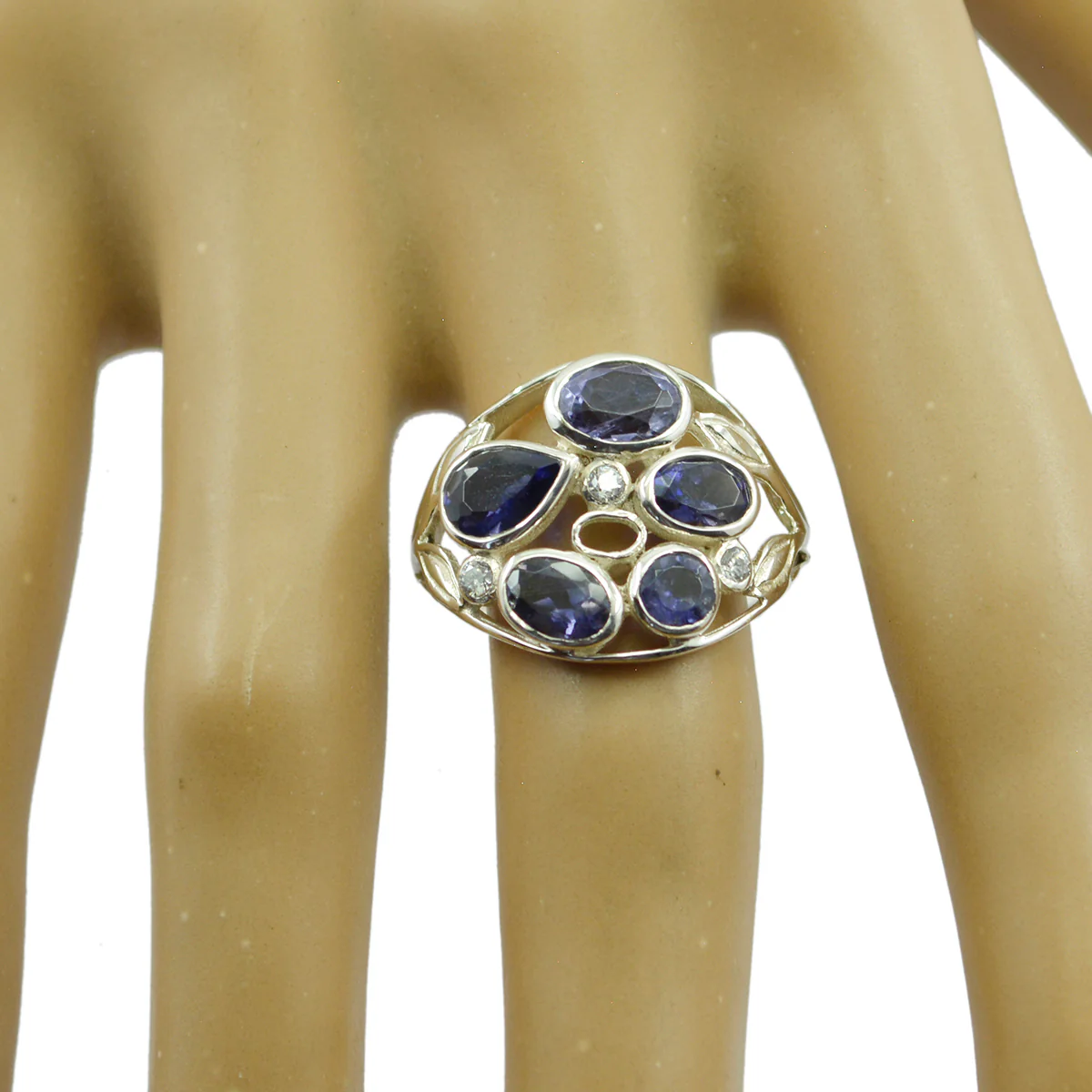 Iolite Penta French Sterling Silver Blue Gemstone Slim Fairytale Ring Jewellery - Image 2