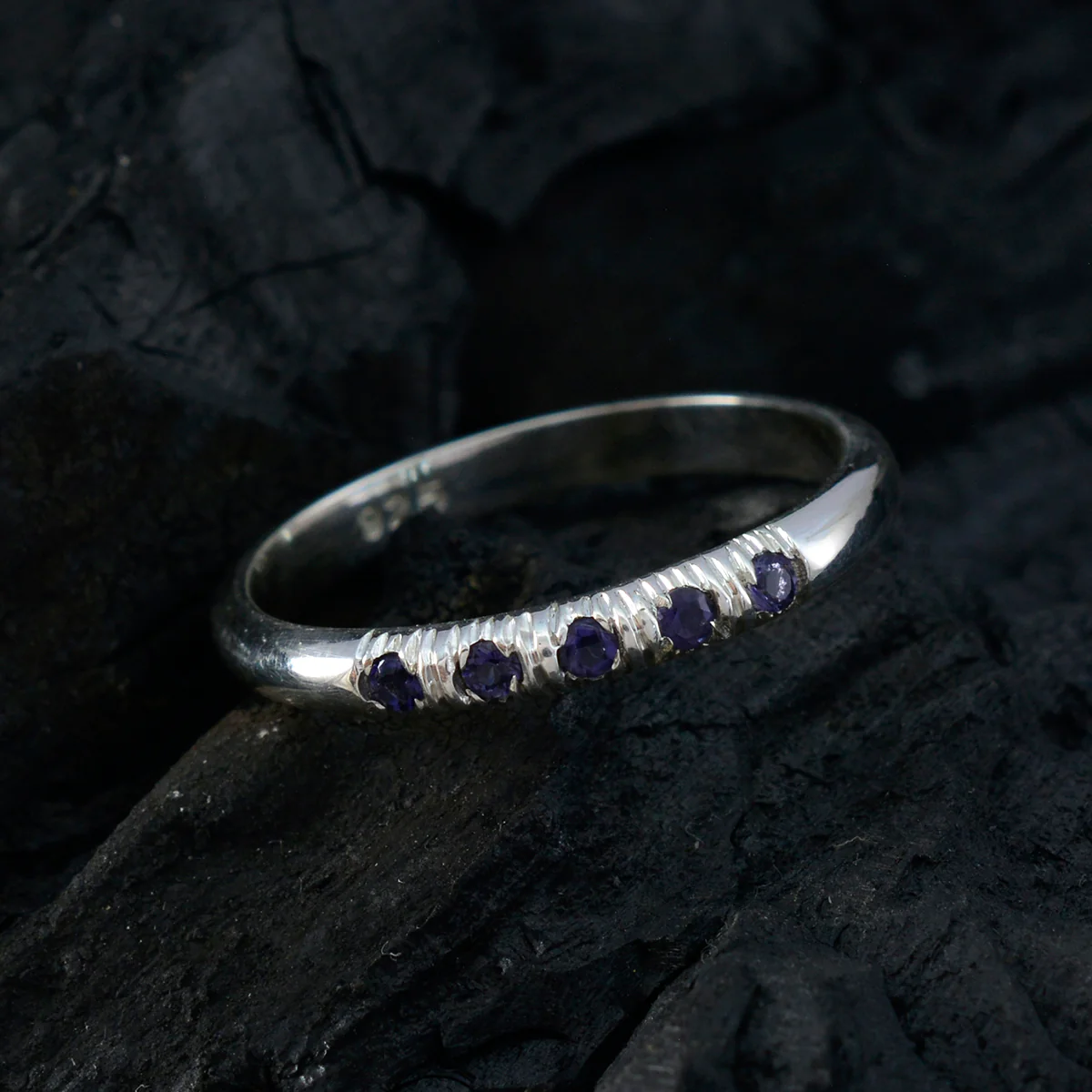 Iolite Penta Japanese Sterling Silver Blue Gems Elegant Fairytale Ring Jewelry - Image 4