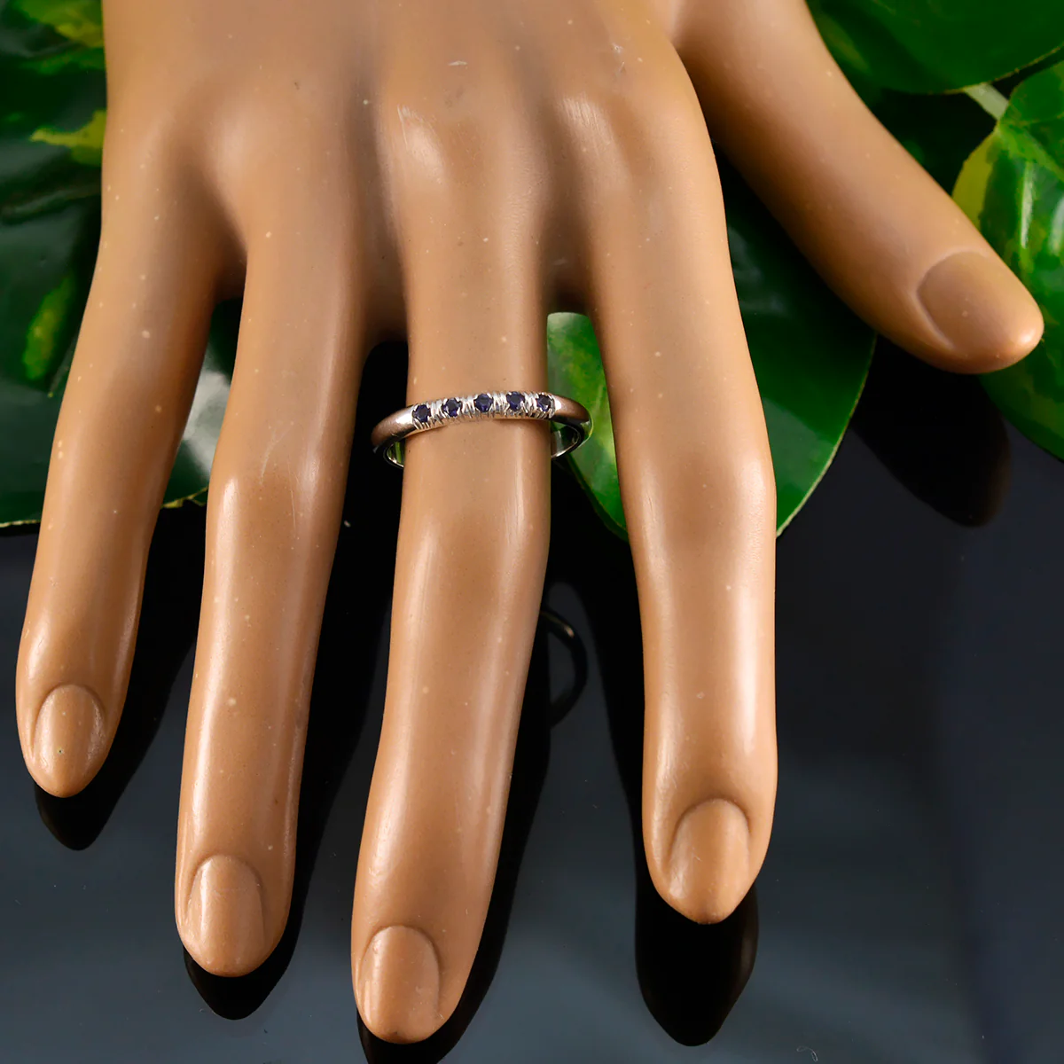 Iolite Penta Japanese Sterling Silver Blue Gems Elegant Fairytale Ring Jewelry - Image 5