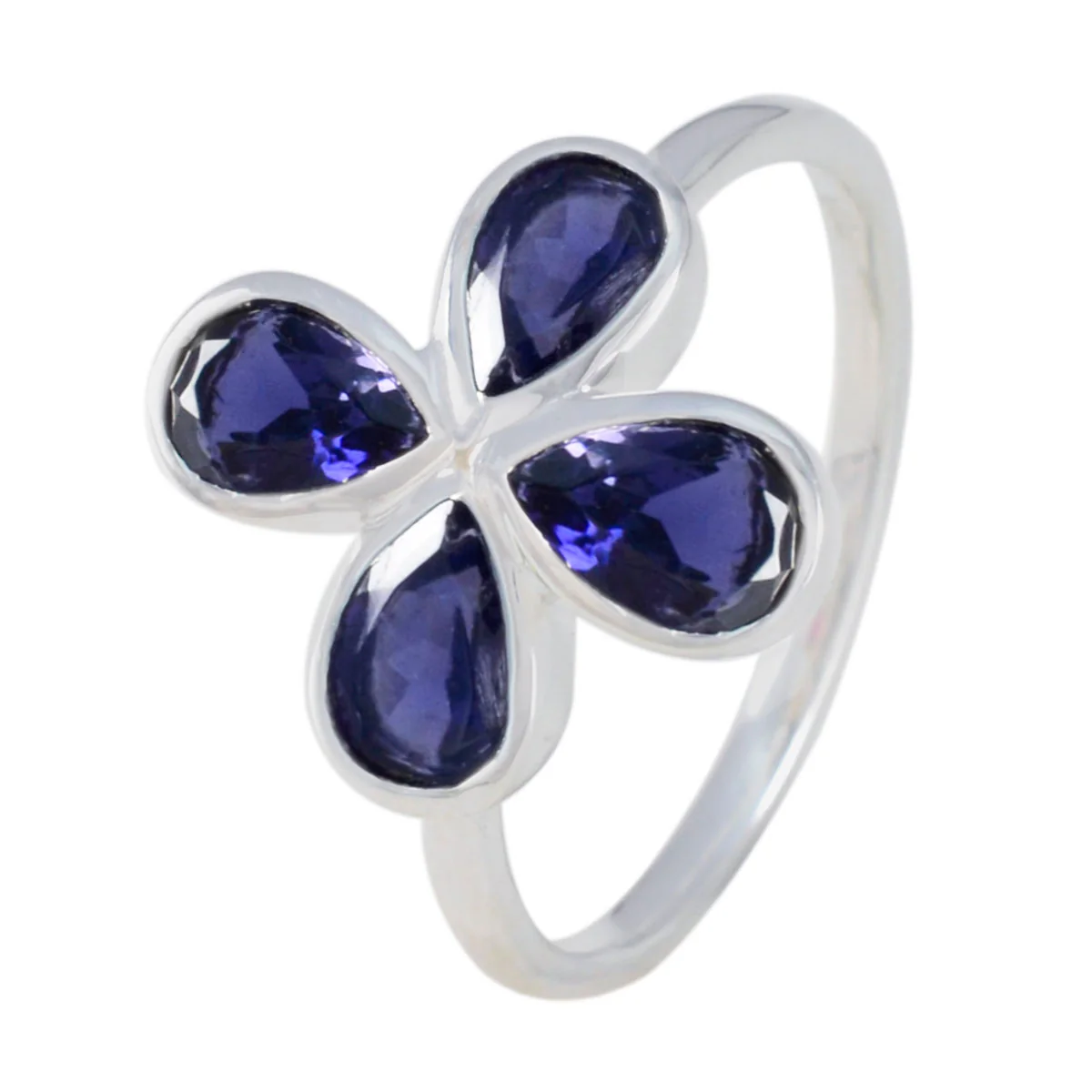 Iolite quarter American 92.5 Silver Blue Gemstone Dainty Floral Ring Jewelry - Image 2