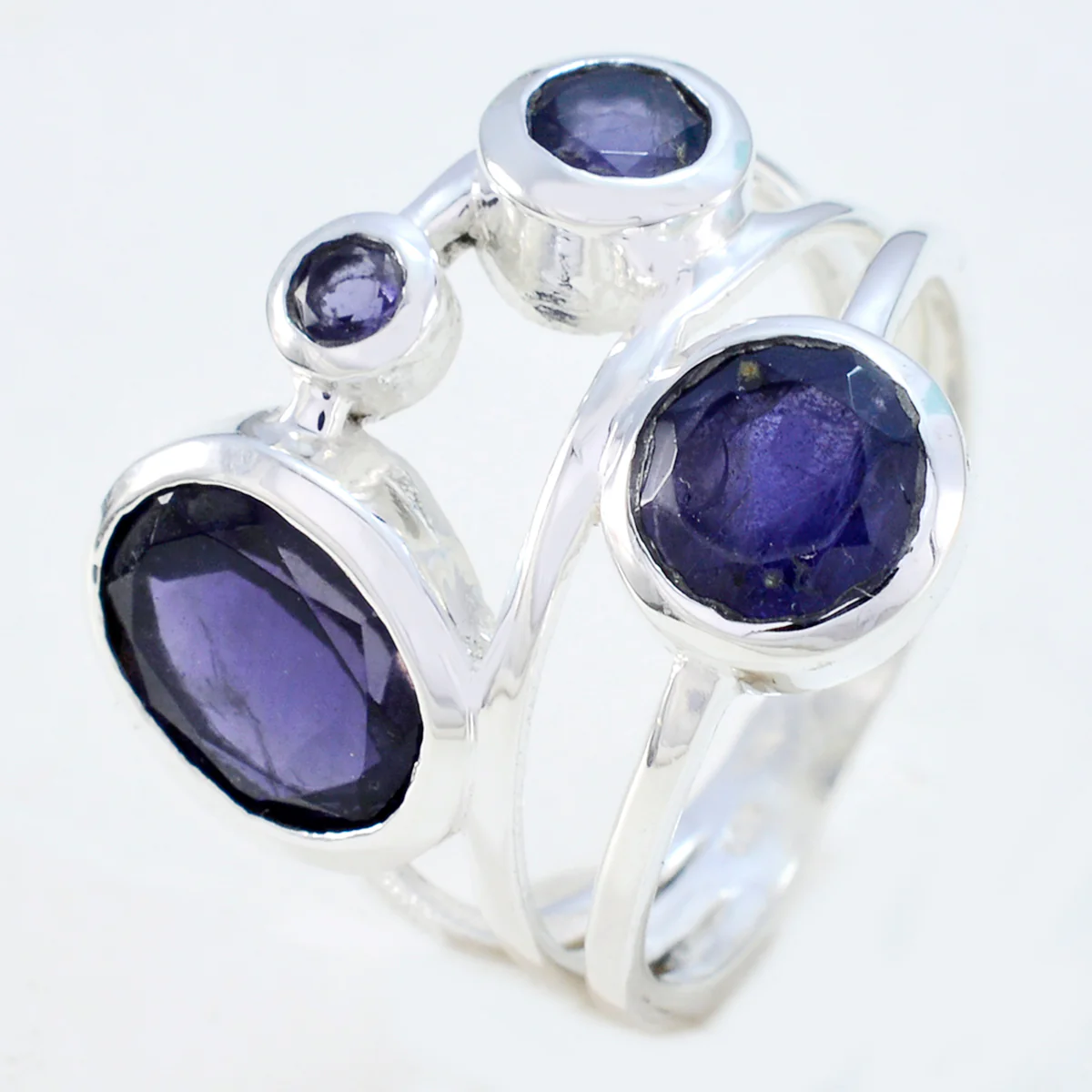 Iolite quarter Egyptian Sterling Silver Blue Gems Minimal Luxurious Ring Jewelry - Image 2