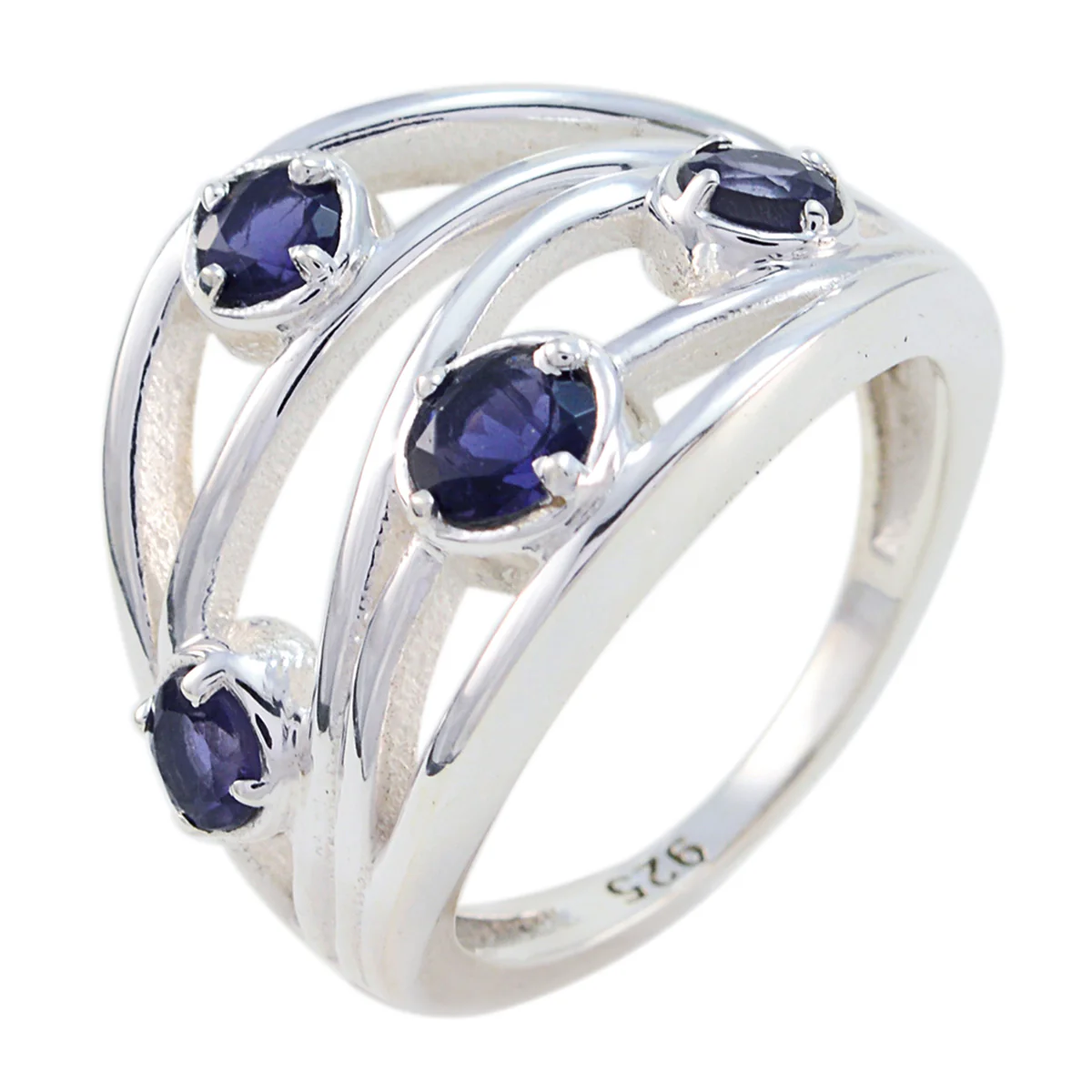Iolite quarter Indian 925 Silver Blue Gemstones Versatile Abstract Ring Jewellery - Image 2