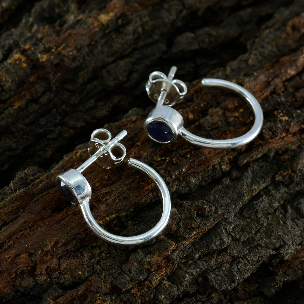 Iolite Russian Isabelle Solitaire Stud Blue Silver Earring - Image 3