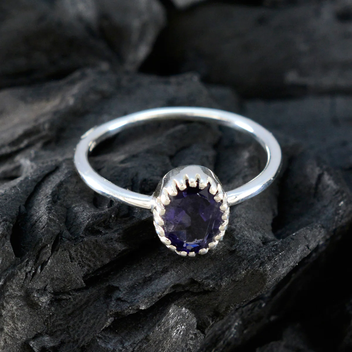 Iolite Solitaire American 92.5 Silver Blue Gems Delicate Sophisticated Ring Jewellery - Image 4