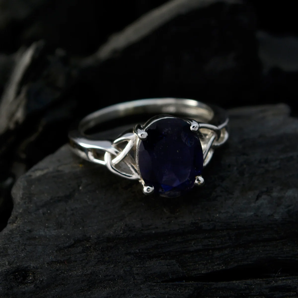 Iolite Solitaire American 92.5 Silver Blue Gems Whisper-thin Claddagh Ring Jewelry - Image 4