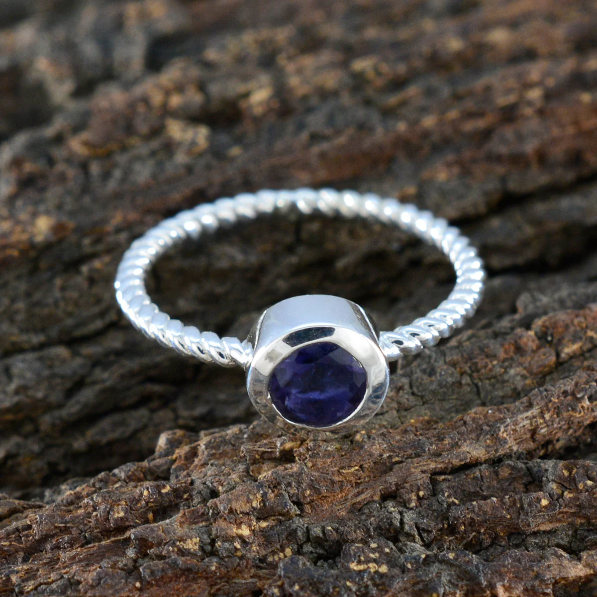 Iolite Solitaire American 925 Sterling Silver Blue Gems Delicate Graceful Ring Jewelry - Image 3