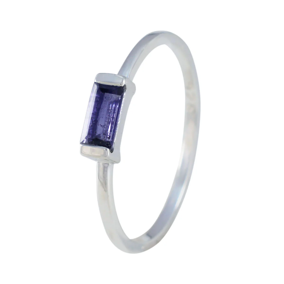 Iolite Solitaire American 925 Sterling Silver Blue Gems Elegant Feminine Ring Jewelry - Image 2